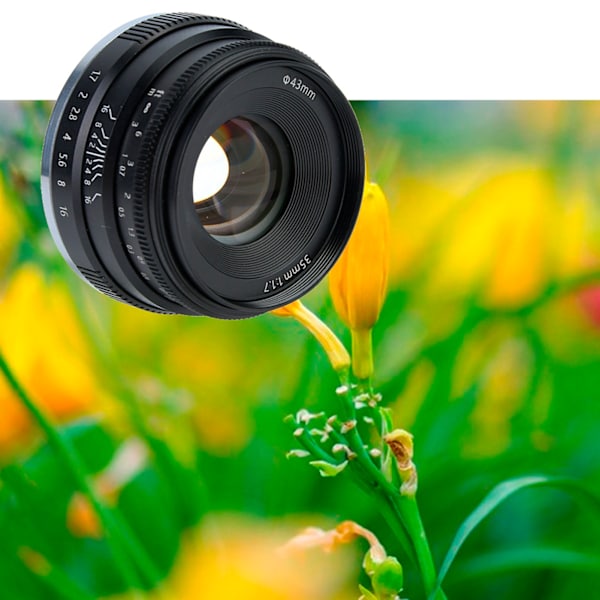 35mm F1.7 Manuell fokus Prime Fixed Mirrorless-kamerobjektiv (för Cannon EF-M Mount Black)