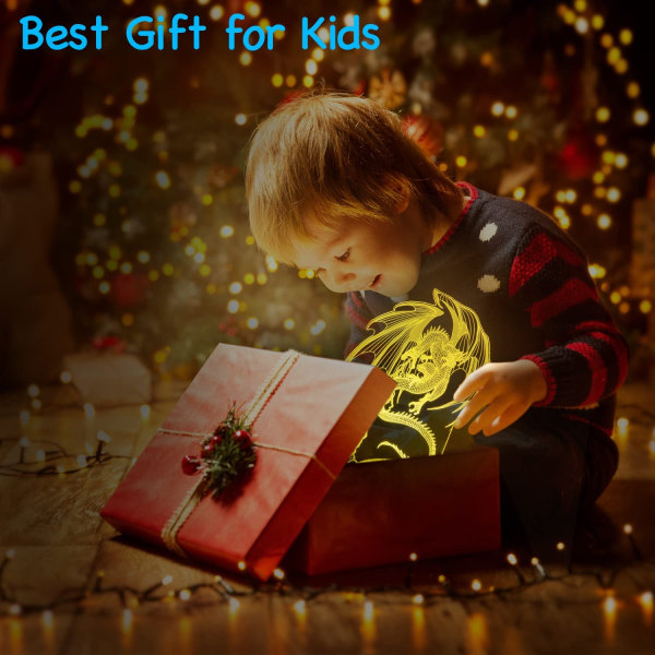 Qinwei Dragon Lampe Dinosaur Natlampe 16 Farver  Fjernbetjening Smart Dragon Lys Bedste Julefødselsdag Dragon Gaver til 3-12 Årige Dreng Pige