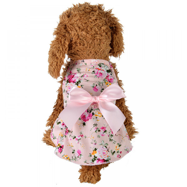 Hundebue Blomsterkjole Søt Rose Blomster Hund Solkjole Hundeprinsessekjole for Kjæledyr Valper og Katter (S Størrelse)