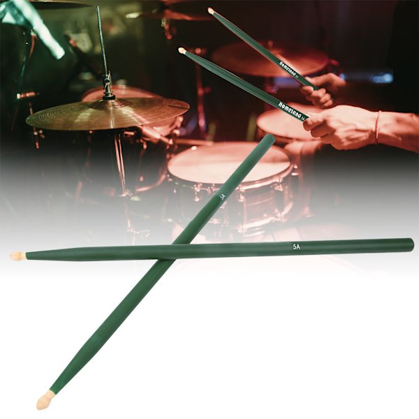 2 st färgglada trumstockar i lönnträ, musikinstrumenttillbehör (gröna)