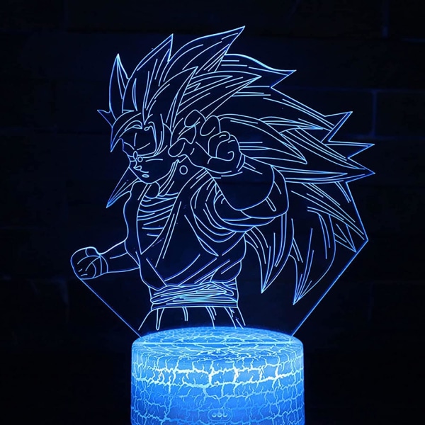 WJ 3D Illusion Anime Lampe, 7 farver skiftende 3D Illusion Anime Lys, Anime Figur 3D Lys Anime til Akryl LED Lampe Anime Led Lys til Børn Sun Wukong byst