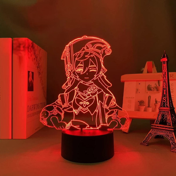 Yanfei Genshin Impact LED 3D-lamppu Illuusiovalo Työpöytälamppu Japanilainen Anime-valo, Lapsen Makuuhuoneen Sisustukseen Yövalo Syntymäpäivälahja M