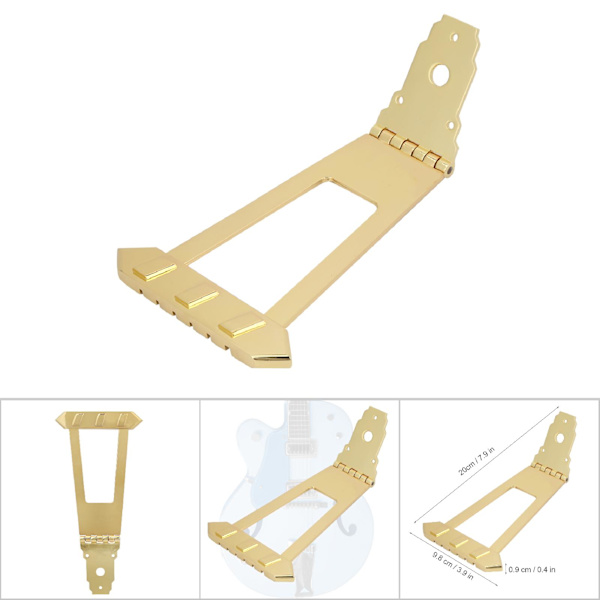 Sinkronisert vibrato-bro for jazzgitar i sinklegering (gull)