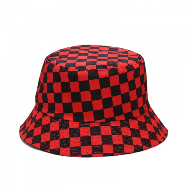 Wekity Sød Spand Hat Strand Fisker Hatte til Kvinder, Reversible Dobbelt-Side-Wear Unisex (Gitter, Sort og Rød)