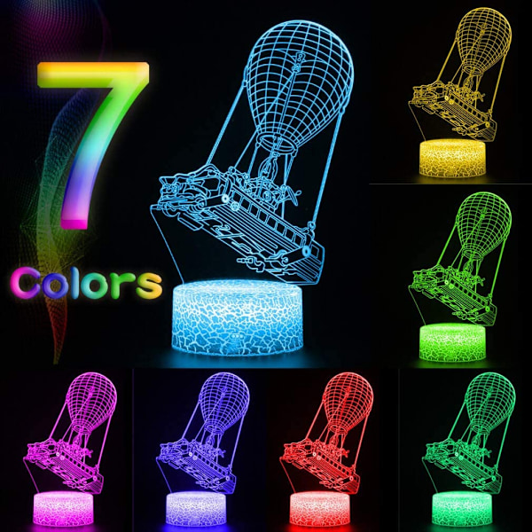 3D Lampe Battle Bus RGB Stemningslampe 7 Farge Lysbase Akryl Stereo Illusions LED Bord Nattlampe (Battle Bus Crackle Base)