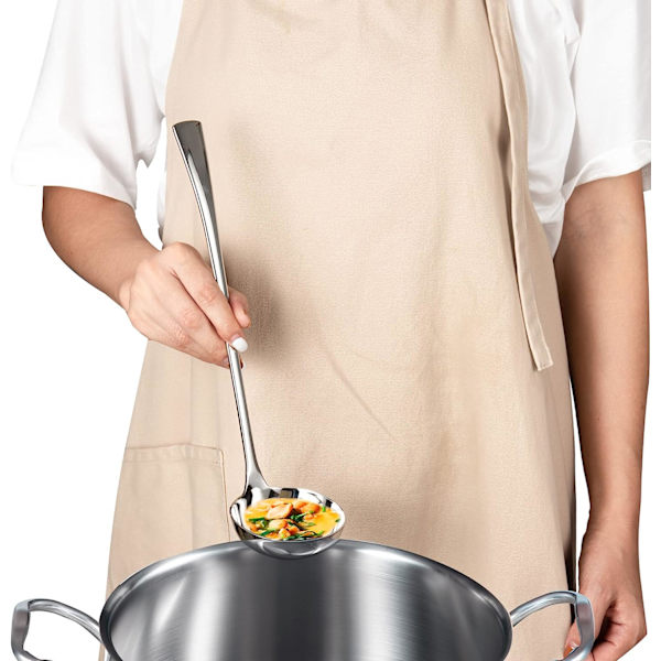 Slev för punch, sopp- och såsslev i rostfritt stål 18/10, kraftig köksslev för matlagning och servering, 28 cm, 77 g