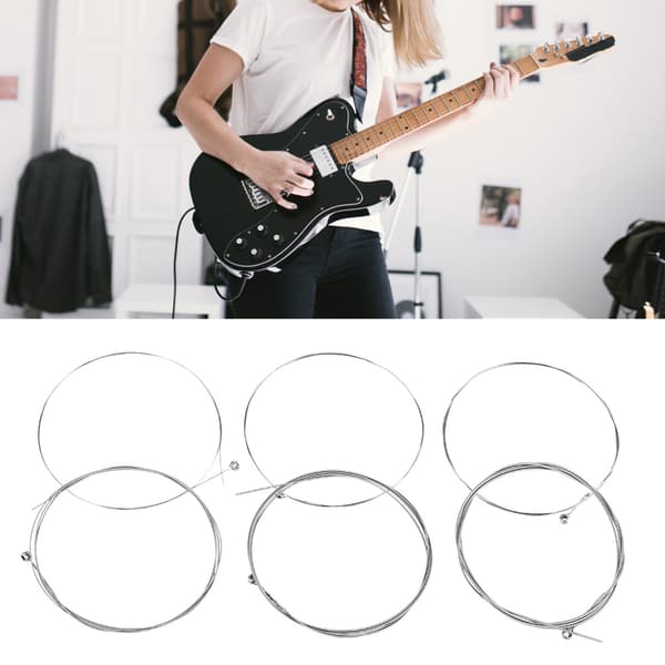 Gitarrsträng för elgitarrer Musikinstrument Tillbehör Del(E100 Silver)