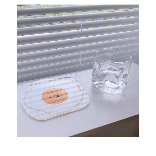 4 stk. Akryl Uregelmessig Coaster, Kreativ Dekorativ Plate Coaster Mug Pad Kaffe Kopp Coaster Spisebord Ornamenter（eggeplomme）