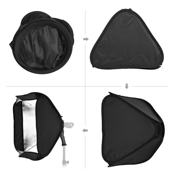 Universell hopfällbar lätt snabbkoppling blixtljusspridare softbox för DSLR 23*23cm