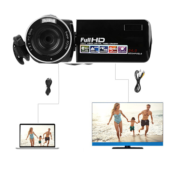Högdefinitions infraröd digital video 24 miljoner P 18 gånger zoom 3-tums LCD-skärm Maximalt stöd 32 GB minneskort med funktion fjärrkontroll