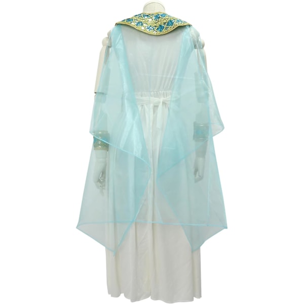 Cleopatra-kostym för flickor, Egyptisk kostymklänning, Kap, Bälte, Krage, Huvudbonad, Armband, Egyptisk Outfit, 4-12 år Large Blue