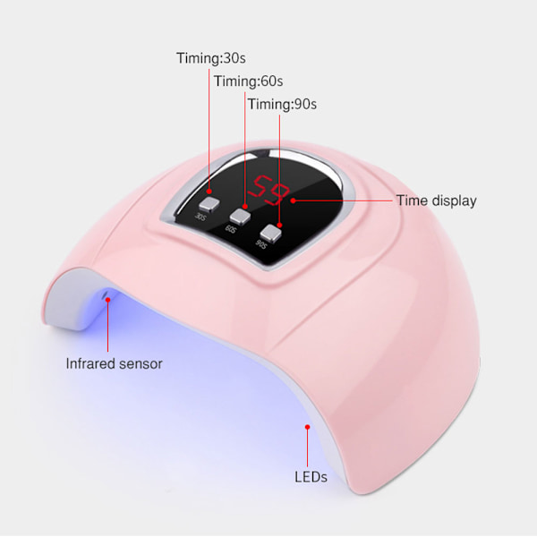 54W neglelakk herdende lys 18 lysbrikker infrarød sensor LCD digitalt display neglelakk tørketrommel lys