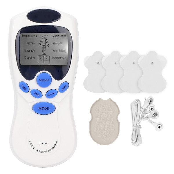 Muskelstimulator Bærbar Mini Elektronisk Pulsmassager EMS-maskine med 4 puder EU-stik 100-240V
