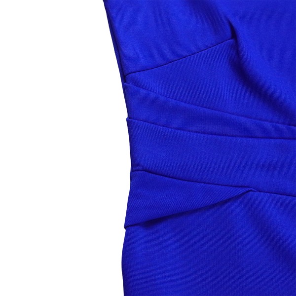 Dammode Temperament Sexig enfärgad plisserad klänning (Royal Blue XL)