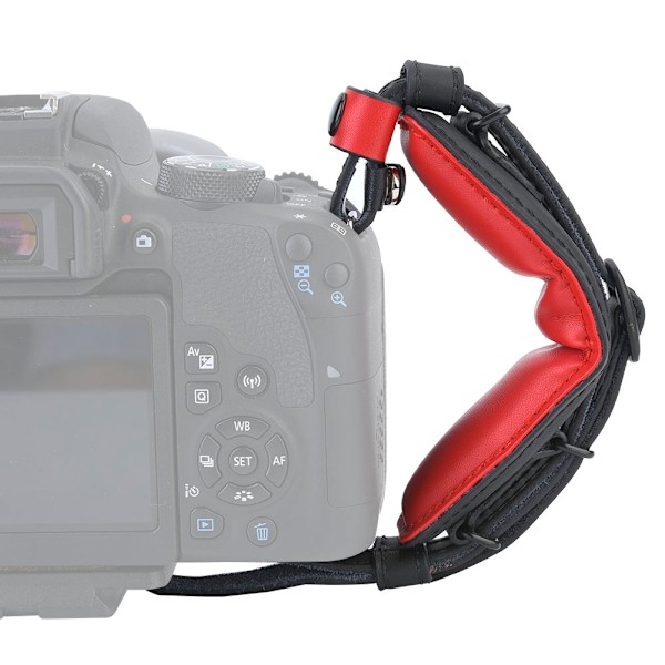 Läder handledsrem med snabbkopplingsplatta för DSLR SLR digitalkamera (röd)