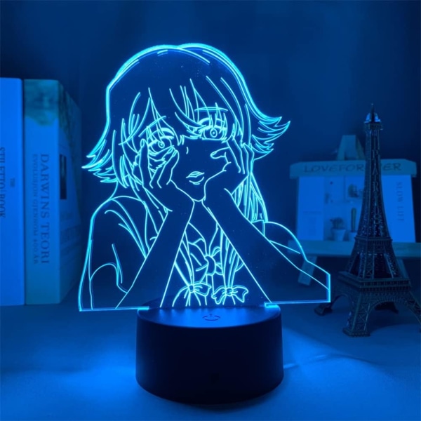 3D Nattljus Anime Future Diary NightLight USB/Batteridriven Touch/Remote 16 färgskiftande Akryl LED Illusion Lampa Sovrumsinredning