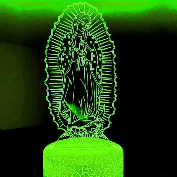 WJ 3D Jungfru Maria Nattlampa Illusion 16 Färgförändrande Bordslampa Dekorationslampor Present med Akryl Platt ABS Bas USB-kabel Leksak