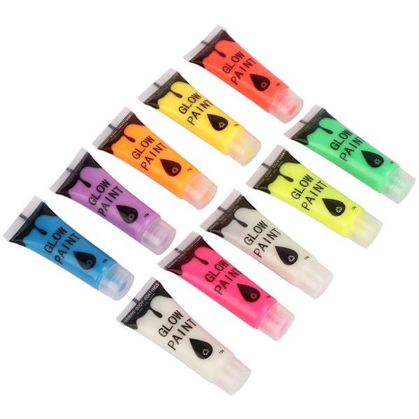 10 stk neglefluorescerende pulver DIY kroppsmaling maling trykk glød lysende verktøy