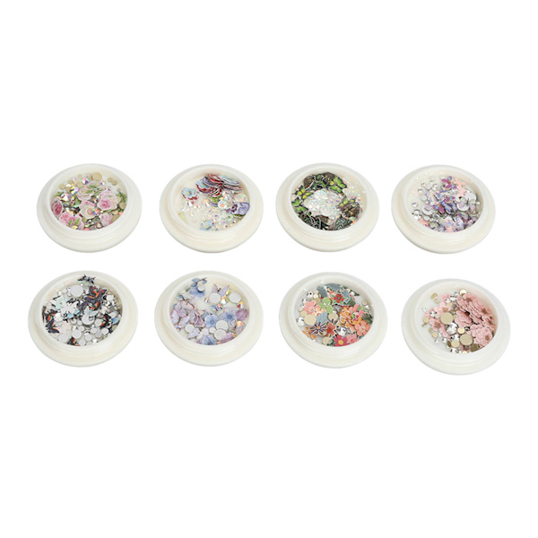 8 st Resin Blandade Nagelpaljetter Färgglada Nagelkonst Nagelglitter Paljetter Flakes DIY Design Manikyr Dekorationer