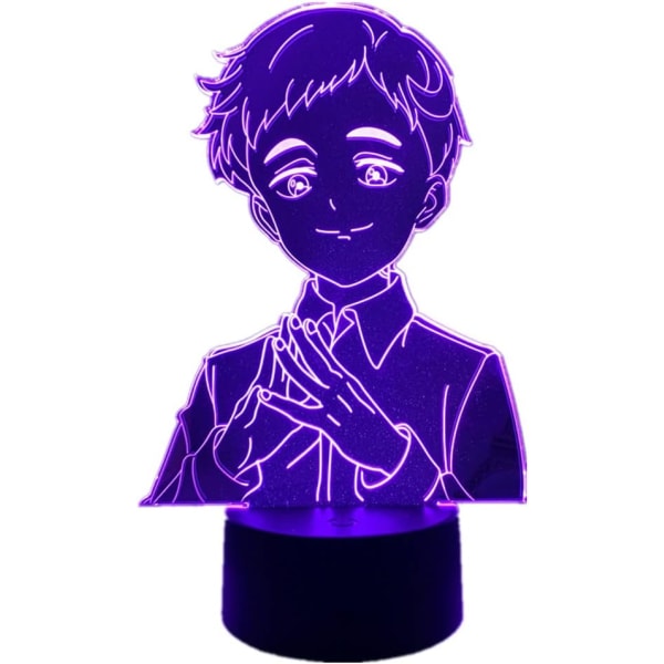 WJ 3D Anime Illusion Natlampe The Promised Neverland Norman Led Lys Børneværelse Dekoration Børn Fødselsdag Gave Manga Lampe 16 Farver med Fjernbetjening