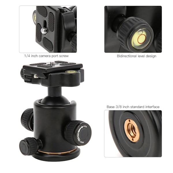 BK-03 Aluminiumlegering Dämpande Universell Stativkulled med Nivå för DSLR-kamera