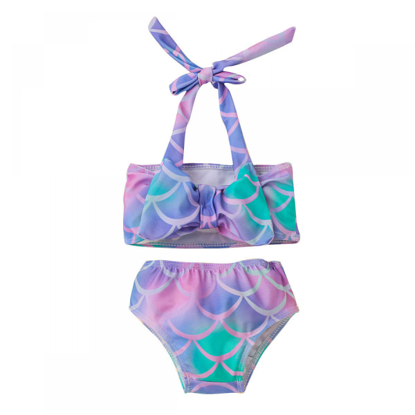 Print barnsele badkläder flickor bikini set --- färgglada (storlek 100)