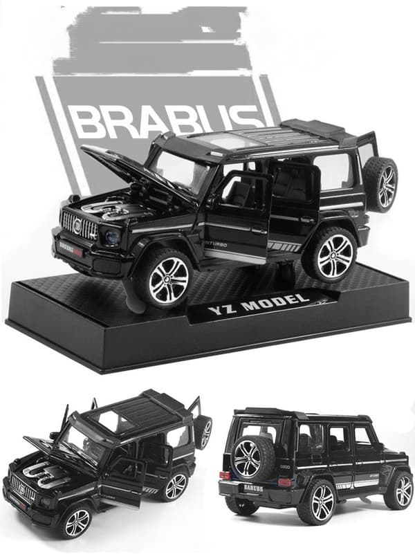 Lys Sort Brabus [Seks Døre + Lyd Og Lys + Displaybase] 1:32 Legering Bilmodel Simulering Lyd Og Lys Dør Off-Road Bil