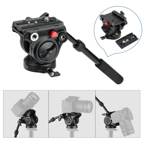 Kamera videokamera stativhode Fluid Drag Pan/Tilt-hode med hurtigutløserplate