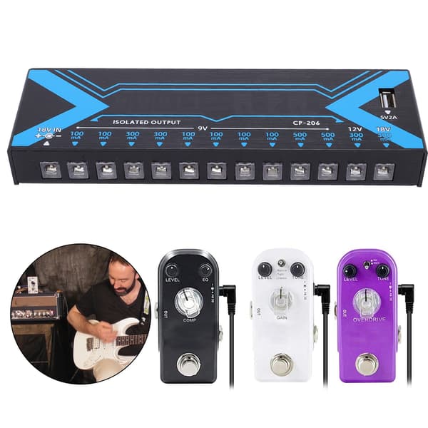 Effektpedal 12 utgångar kortslutningsskydd gitarrströmförsörjningstillbehör