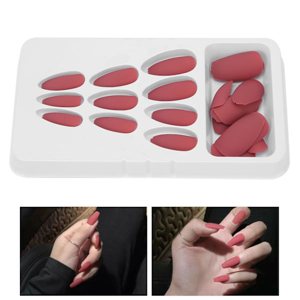 24 st Nail Art Tips Set Matt Ren Färg Konstgjorda Falska Naglar Full Cover Falska Nagelspetsar F126