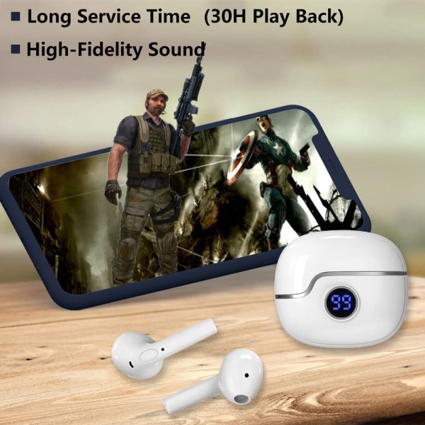 IPX5 vattentäta Bluetooth hörlurar 30H uppspelning Trådlösa hörsnäckor in-ear-öronsnäckor med digital skärm ljudfonos Bluetooth inalambricos med trådlös