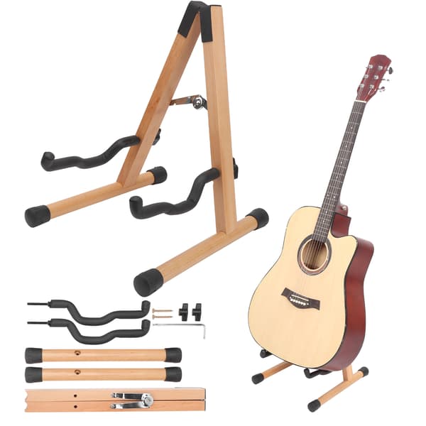 Solid gitarrställ Bok Folk Klassisk Rack Vertikal Fällbar Golv för Hem BasSolid Bok Gitarrställ