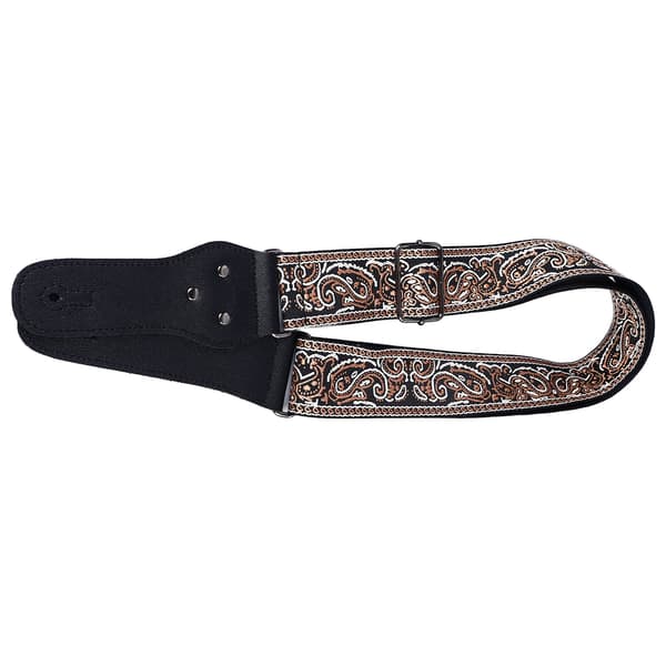 Gitarrrem med broderi, breddad justerbar axelrem med plektrum för akustisk elgitarr bas brun
