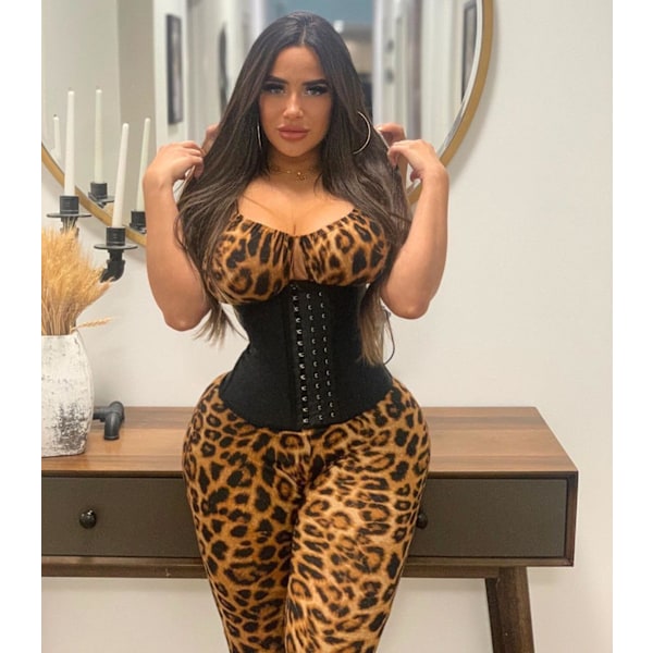 Midjetränare för kvinnor Latex Underbust Midjetränare Korsett Sportbälte Timglas Kroppsformare M Black
