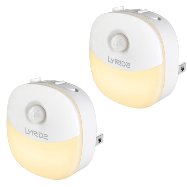 Nattljus [Uppgradera], Lyridz LED Varmvitt Inkopplad nattljus med automatisk rörelsesensor från skymning till gryning, 3 lägen
