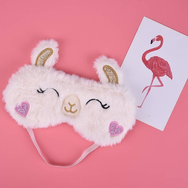 Søt Alpakka Søvnmaske, Myk Fluffy Plush Blindfold Morsom Nyhet Dyr Søvnmaske Øyendekke Øyenskygge for Barn Jenter Gutter Kvinner