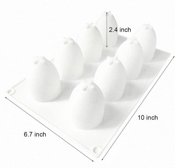 8-hulrum 3D påskeæg silikoneform - Non-stick bageform til moussekage, chokolade, slik, gelé og badebomber, perfekt til påske