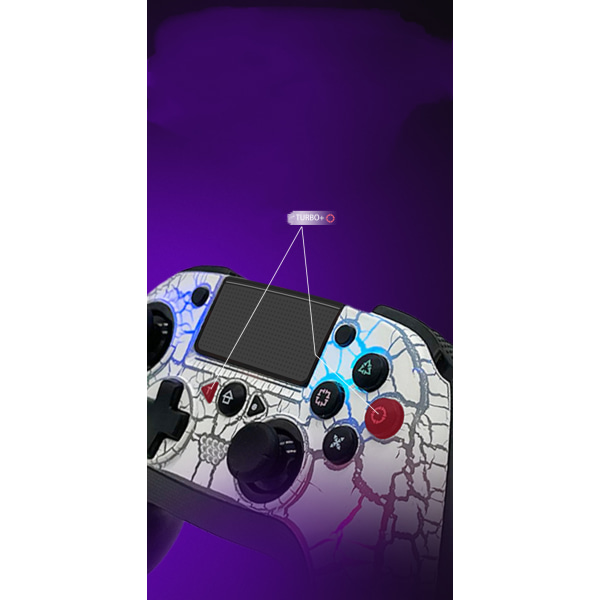 Tedbox trådløs controller til Ps4, med unikt revnedesign/programmerbar bagud/dobbelt vibration, kompatibel med Ps4/pc/ios