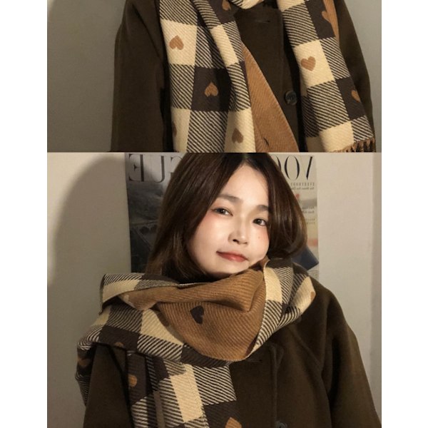 Dametørklæde Fashion Lange Sjal Wraps Store Gitter Vinter Varme Gitter Store Tørklæder（Kaffe）