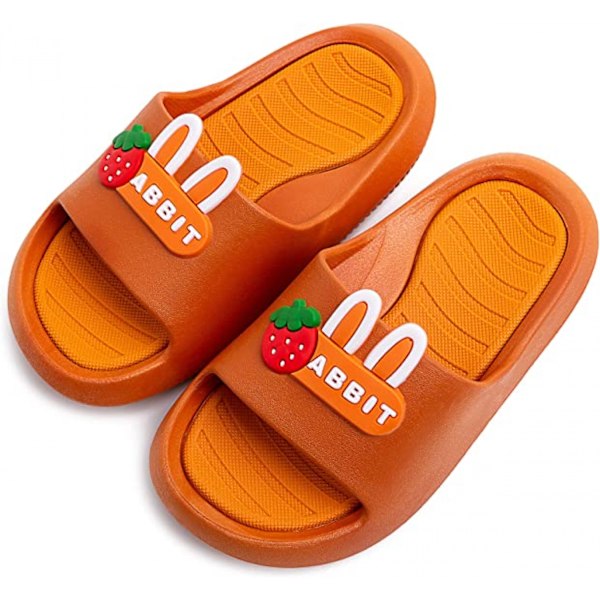 Små barns sommarsandaler halkfria pojke flicka glid lätta strandvattenskor dusch pooltofflor----Orange（24-25）