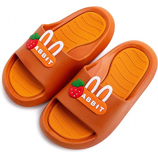 Små barns sommarsandaler halkfria pojke flicka glid lätta strandvattenskor dusch pooltofflor----Orange（26-27）