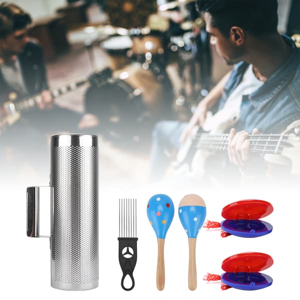 Guiro Set Vintage Shaker Percussion Instrument Rivet Handle Structure with Scraper Maracas