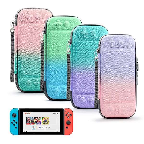 Nintendo Switch/Switch Lite Gradient Förvaringsväska Bärväska Med Bärbar NS-tillbehör Med Fäste (Blå Grön)