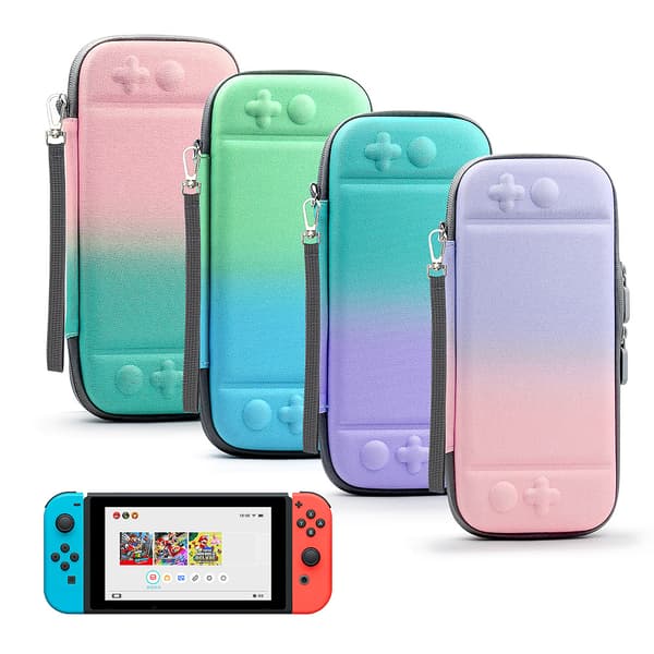 Nintendo Switch/Switch Lite Gradient Opbevaringspose Bæretaske Med Bærbar NS Tilbehør Med Beslag（Blå Grøn）