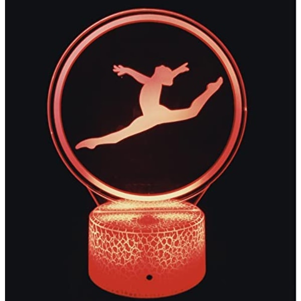 3D Gymnastik Natlampe 16 Farver Skiftende USB Strøm Fjernbetjening Berøringskontakt Dekorationslampe Optisk Illusion Lampe LED Bord Skrivebord L