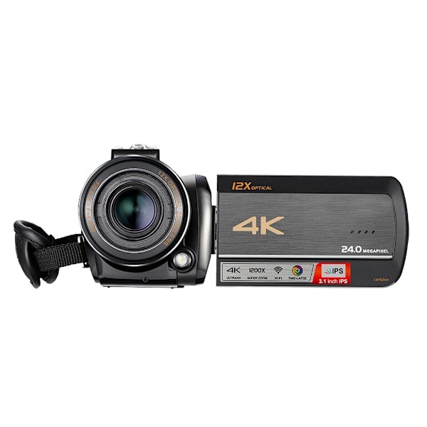 Ordro 4K UHD WiFi 12X Zoom 24MP pekskärm digital videokamera videokamera (Combo 2)