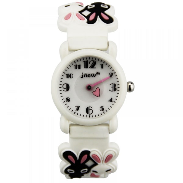 Kids Cartoon White Watch Waterproof Band Bunny Print Watch for Girls and Boys 2-12 Years Old, Best Gift for Kids