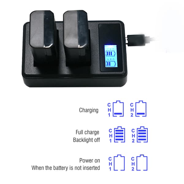 SEIVI LP E8 Kamera Dobbel Spalte Batterilader med LCD Batteriindikator for Canon