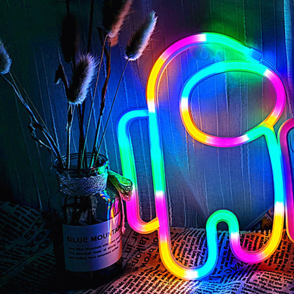 Astronaut Neon Skylt Ljus Astronaut Neon Skyltar USB eller Batteridriven för Barer i Barer i Sovrummet i Sovrummet (flerfärgad)