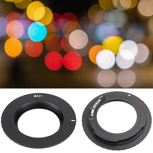 M42-EOS/EF objektivadapterring til M42 skrueobjektiv, der passer til Canon EOS/EF-monteringskamera